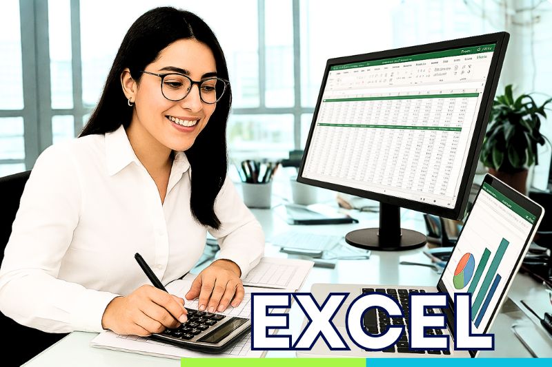 Mujer aprendiendo Excel en un curso online en vivo