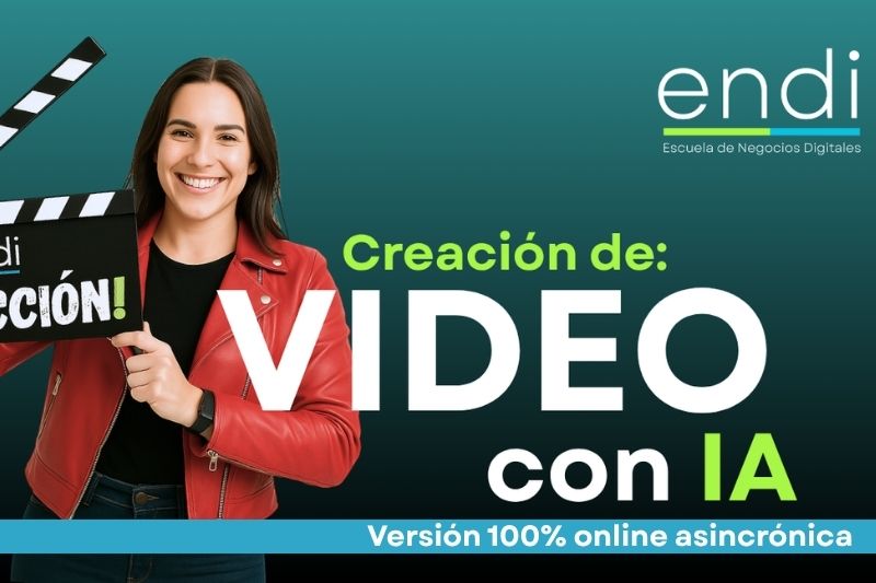 Mujer anunciando curso para crear videos con IA