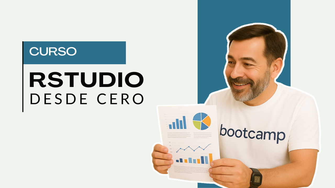 Hombre con un informe, buscando un curso RSTUDIO online