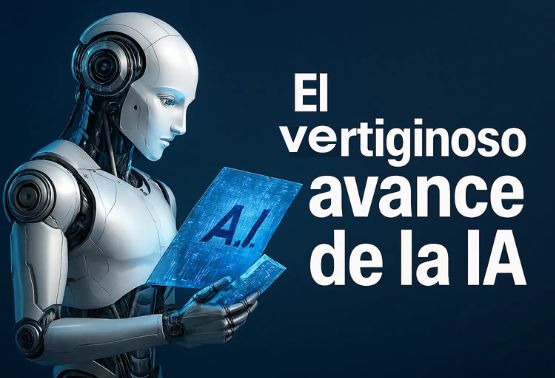 Robot IA leyendo y preparandose con un curso