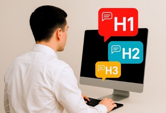 Ejecutivo trabajando en un cumputador, donde online en vido aprende qeu son los headings