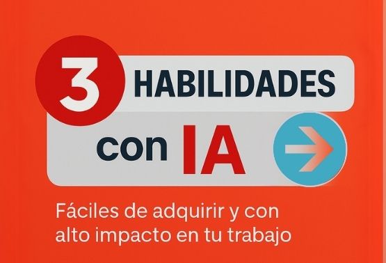Banner que dice 3 Habilidades usando IA para un curso online