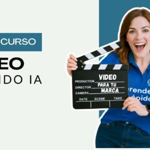Persona anunciando micro curso online para crear videos con IA