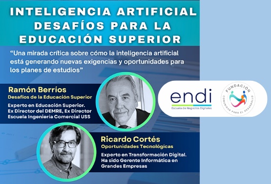 Banner con invitación a Charla online, sobre IA y Educación superior