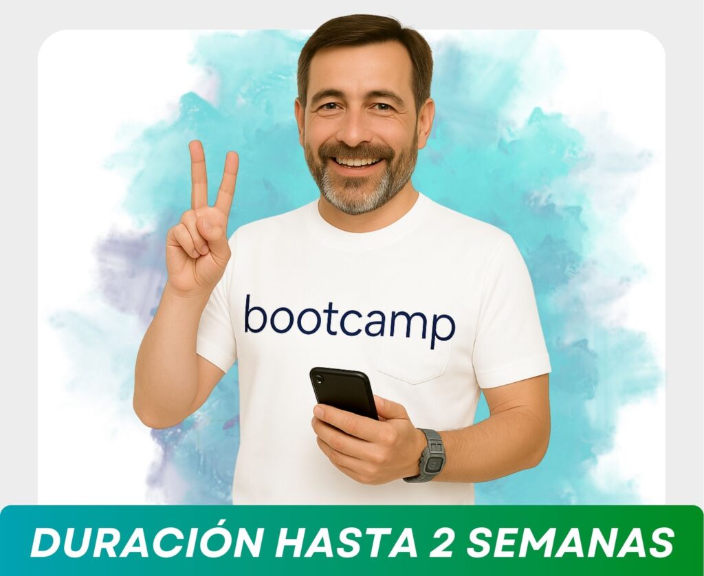 Emprendedor con un teléfono en la mano, promocionando cursos online en vivo en Chile