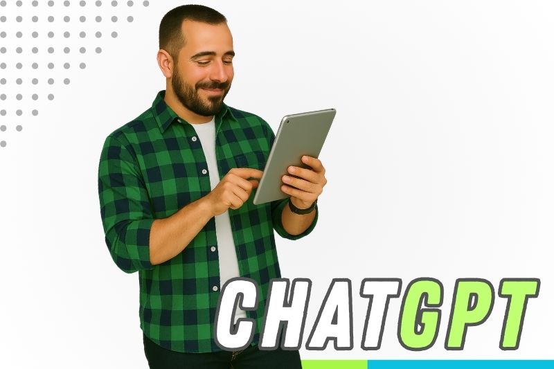 Hombre usando chatgpt en una tablet