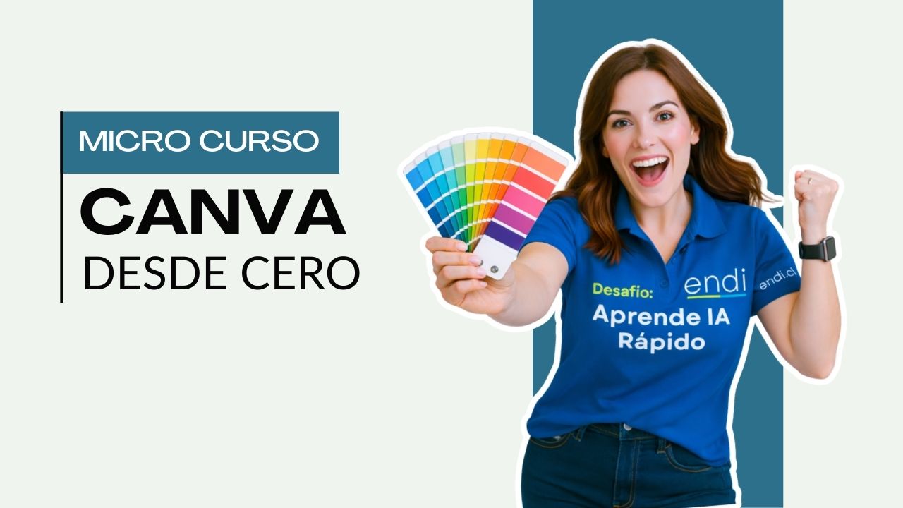 Persona anunciando micro curso online Canva desde cero