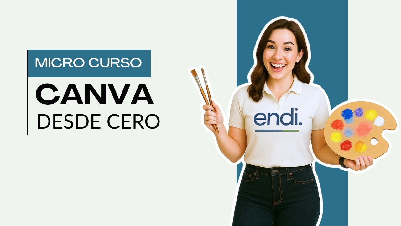 Persona anunciando micro curso online Canva desde cero