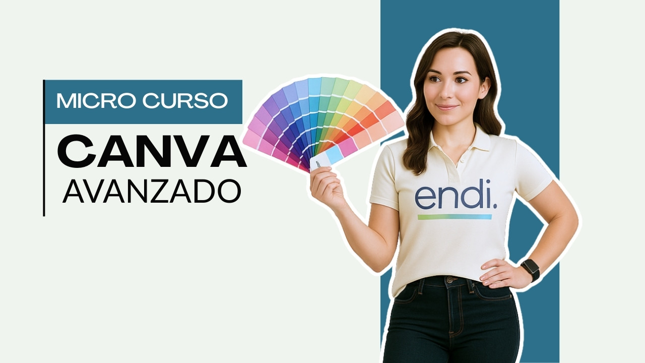 Persona anunciando micro curso online Canva Avanzado
