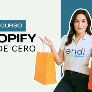 Persona anunciando micro curso online Shopify